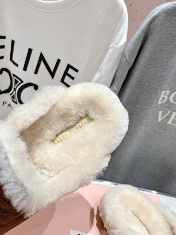 Miu Mule Wool Lining Caramel Brown Suede