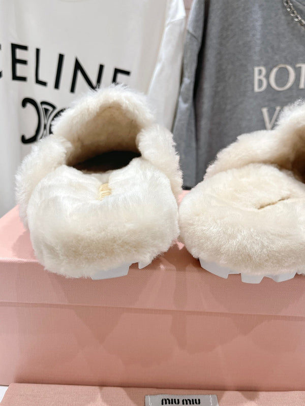 Miu Mule Wool Lining Caramel Brown Suede