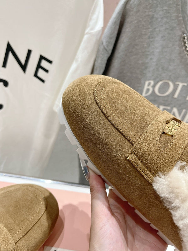 Miu Mule Fodera in lana Camoscio marrone tabacco