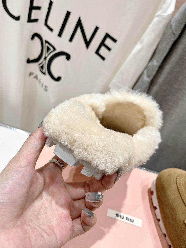 Miu Mule Fodera in lana Camoscio marrone tabacco