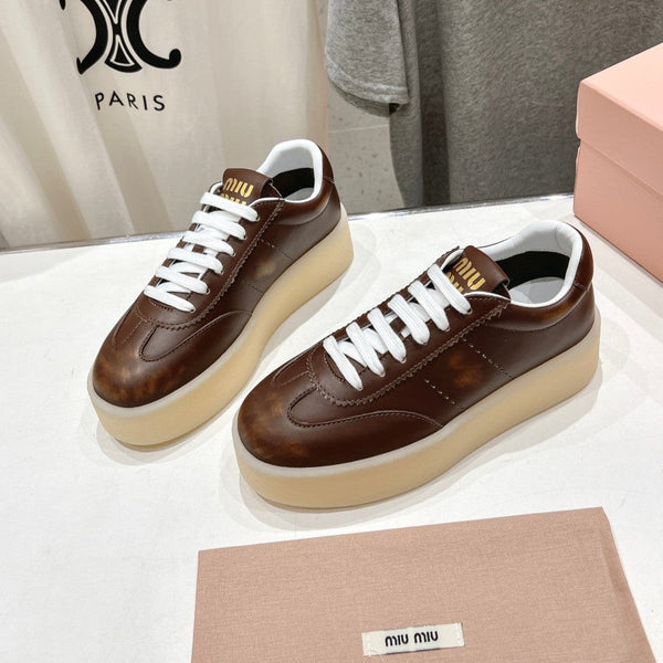 Miu Sneakers Dark Brown Cowhide