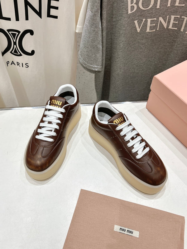 Miu Sneakers Dark Brown Cowhide