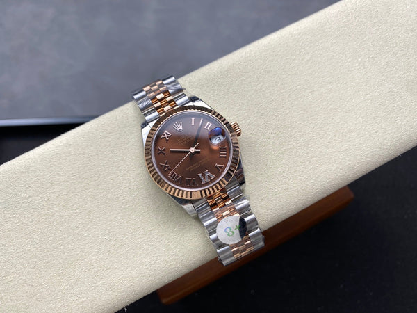 Datejust 31mm Pink Gold Steel Chocolate Dial