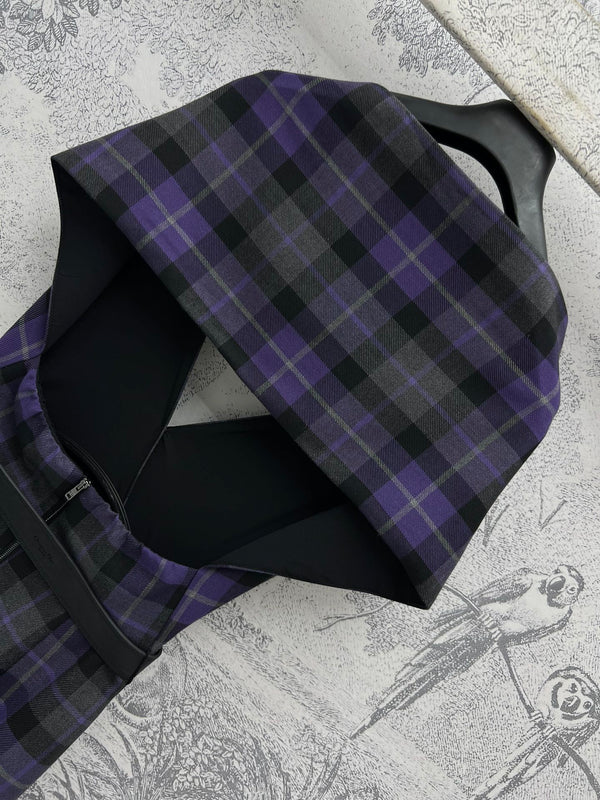 CD 25 Halter-neck Backless Dress Purple Black Wool Fabric