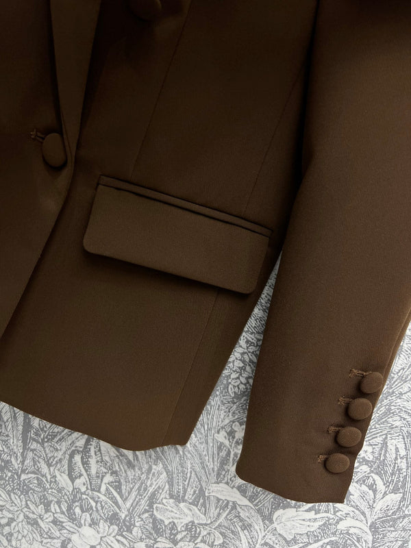 Giacca da abito YSL 25 in lana e cotone marrone