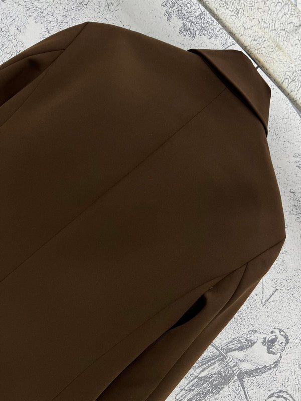 Giacca da abito YSL 25 in lana e cotone marrone