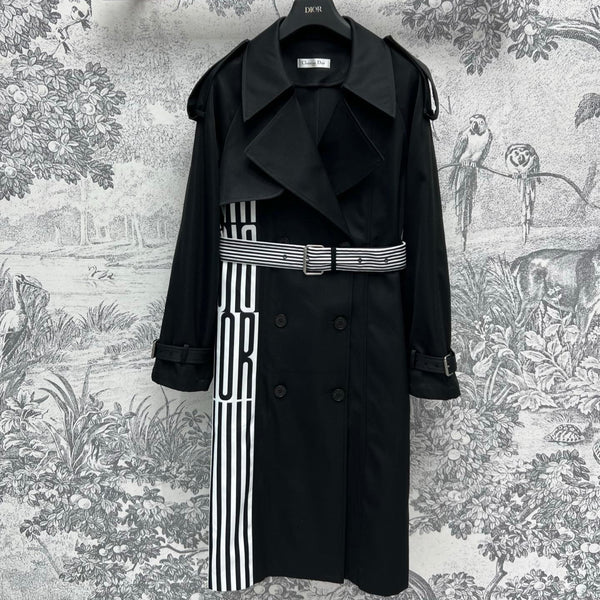 CD 25 Long Coat Black White Polyester