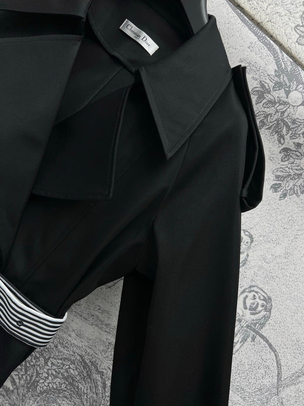 CD 25 Long Coat Black White Polyester