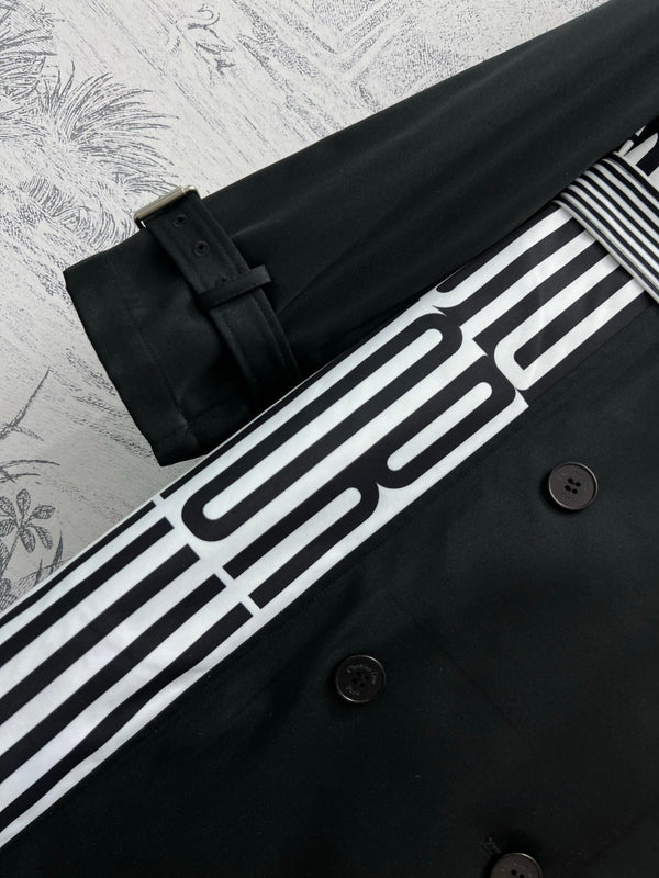 CD 25 Long Coat Black White Polyester