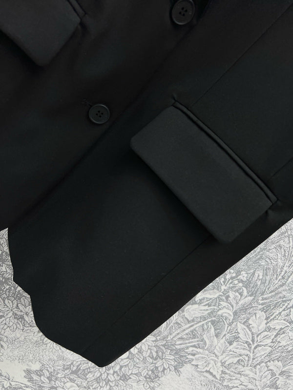 CD 25 Short-sleeved Suit Jacket Black White Polyester