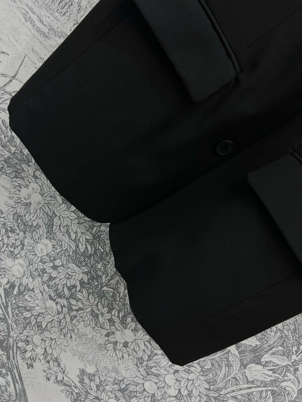 CD 25 Short-sleeved Suit Jacket Black White Polyester