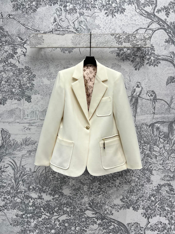 LV 25 Flower Vest White Polyamide Wool