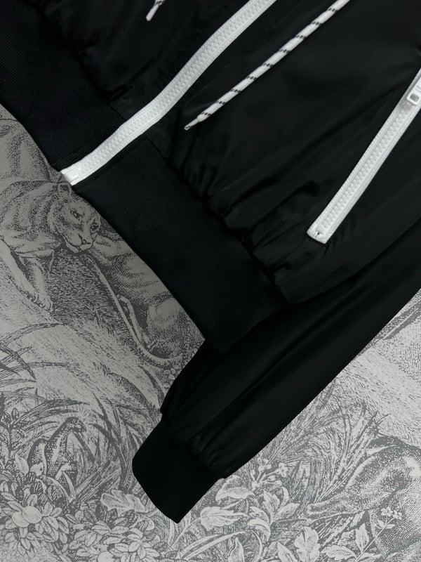 Prada 25 Hooded Triangle Logo Jacket Black Polyester