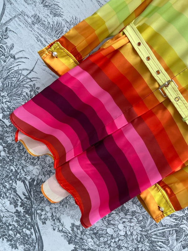 CD 25 Rainbow Stripes Shirt Dress Multicolor Polyester