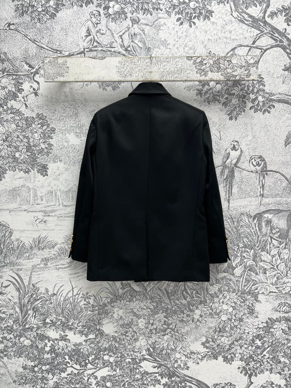 Giacca doppiopetto YSL 25 in cotone e poliestere nero