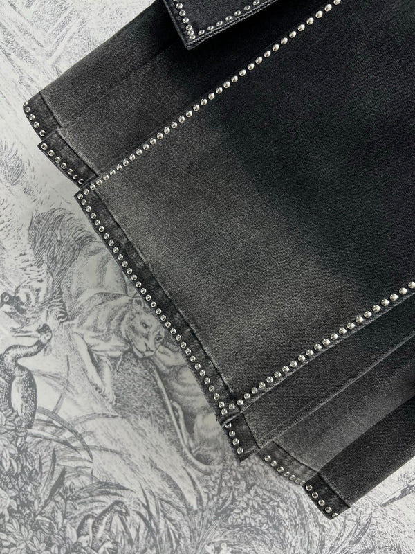 CD 25 Color Gradient Pleated Skirt Black Cotton