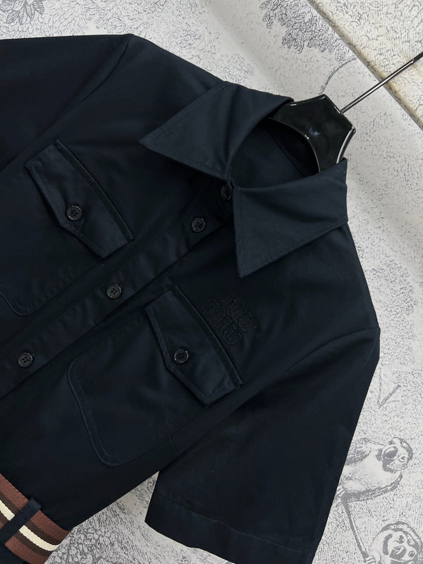 Miu Miu 25 Belt Decorated Denim Dress Black Cotton