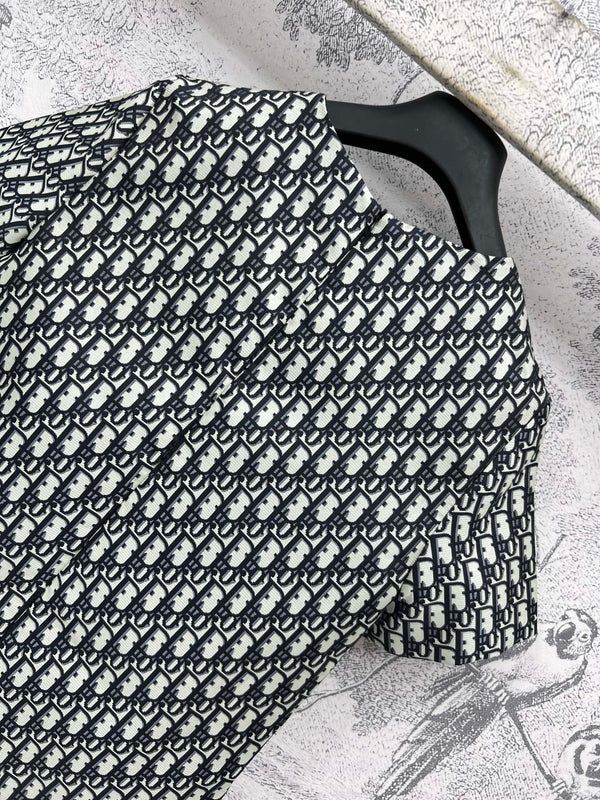 CD 25 Short-sleeved Dress Black White Cotton