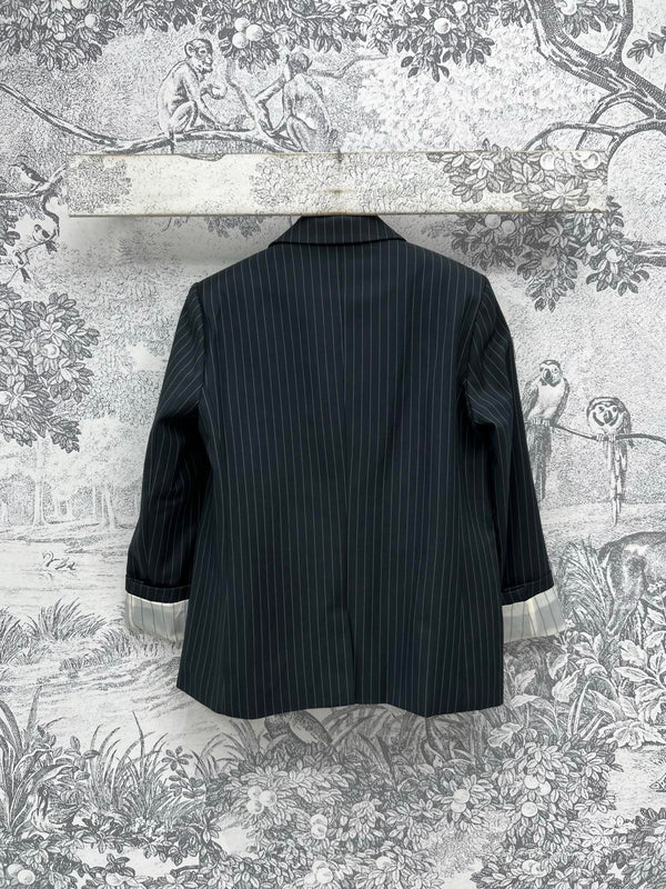 Prada 25 Striped Suit Jacket Black cotton