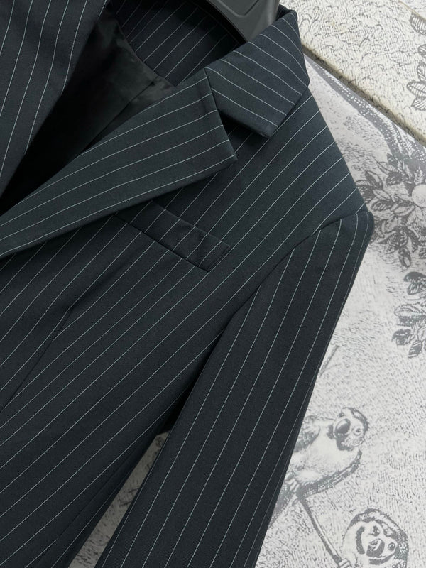 Prada 25 Striped Suit Jacket Black cotton