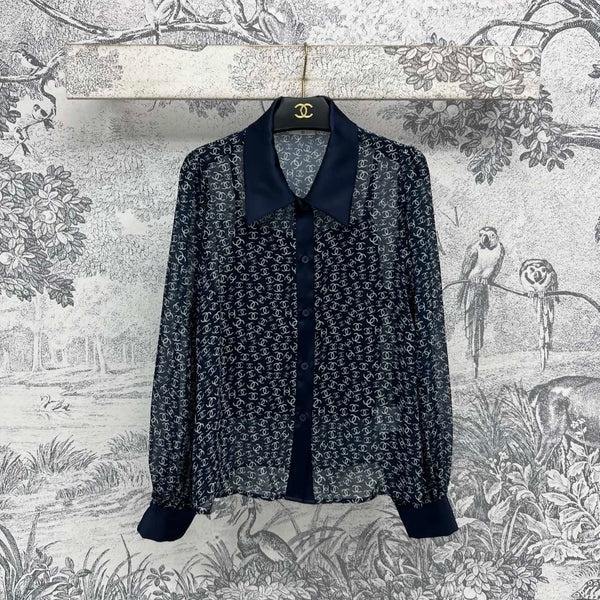 CC 25 Full-printed Logo Two-piece Shirt Dark Blue Polyester Fiber