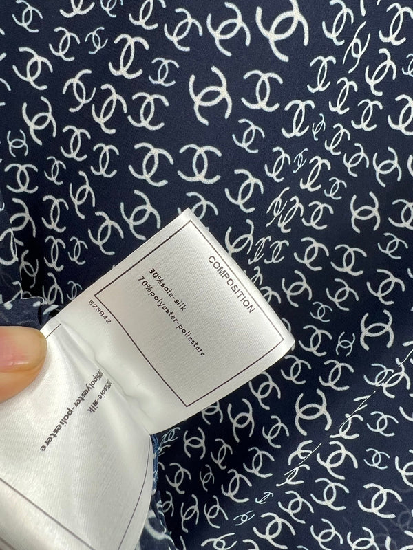 CC 25 Full-printed Logo Two-piece Shirt Dark Blue Polyester Fiber