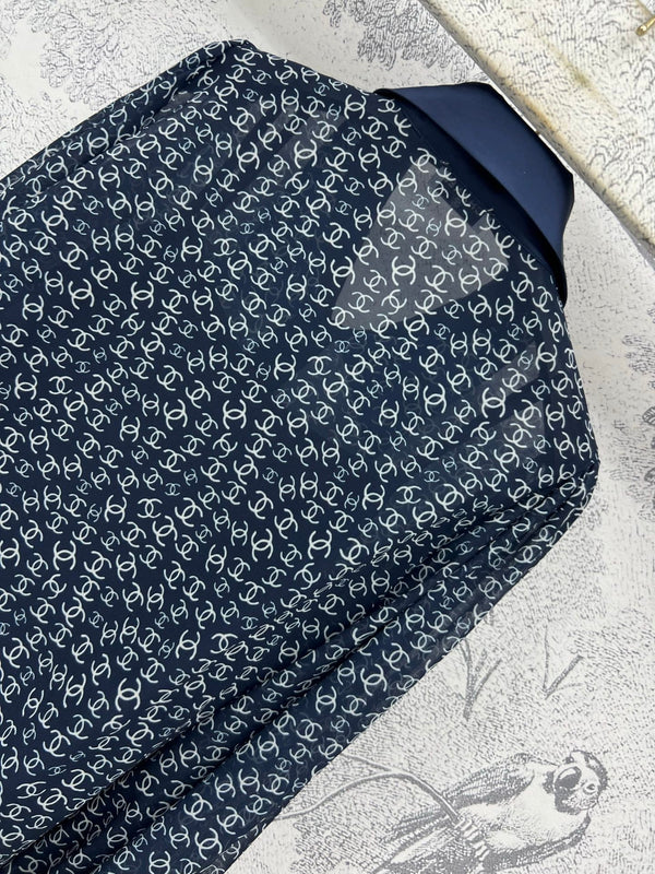 CC 25 Full-printed Logo Two-piece Shirt Dark Blue Polyester Fiber