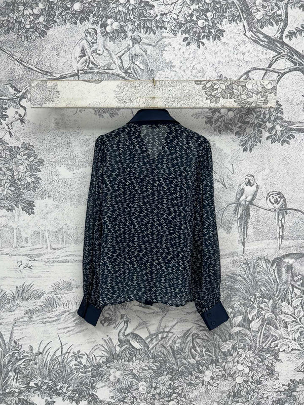 CC 25 Full-printed Logo Two-piece Shirt Dark Blue Polyester Fiber