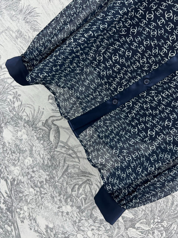 CC 25 Full-printed Logo Two-piece Shirt Dark Blue Polyester Fiber