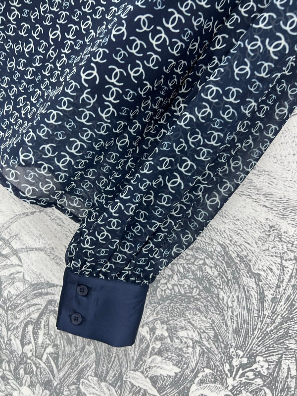 CC 25 Full-printed Logo Two-piece Shirt Dark Blue Polyester Fiber