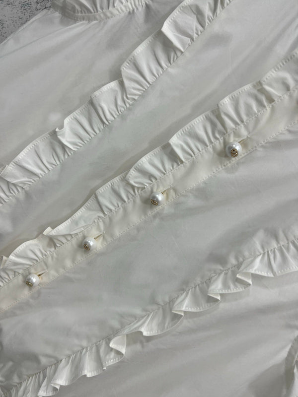 CD 25 Lace Sleeveless Shirt White Cotton