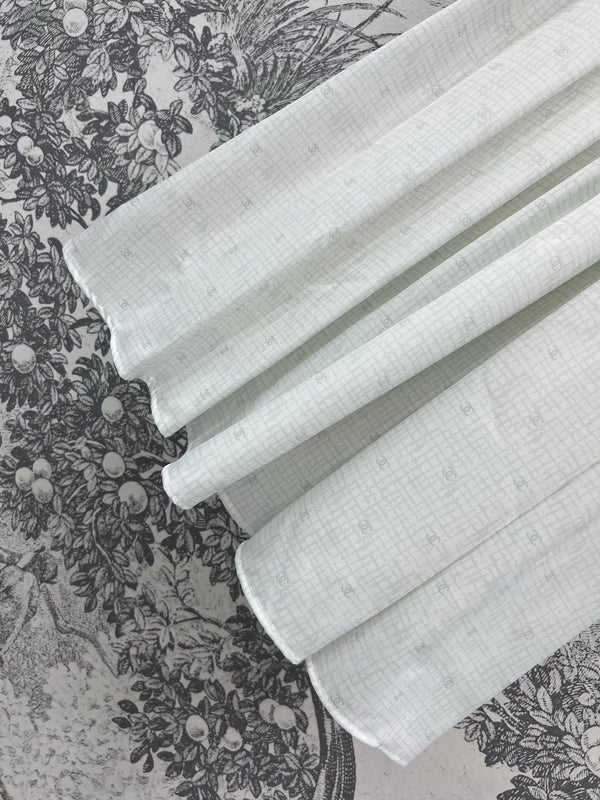 CC 25 Logo Plaid Short-sleeved Dress White Polyester Fiber