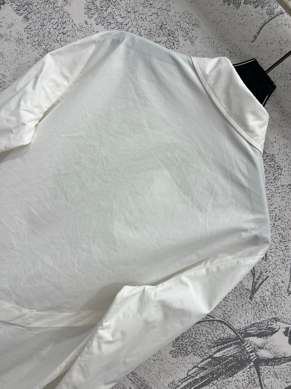 CD 25 Oblique Buttoned Long-sleeved Shirt White Cotton