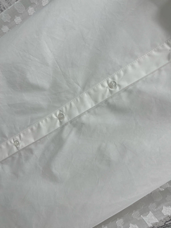 LV 25 Splicing Perspective Jacquard Monogram Sleeve Shirt White Cotton