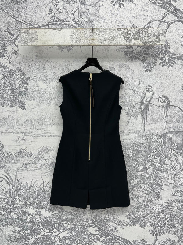 LV 25 Sleeveless Slim Fit Dress Black Poliester