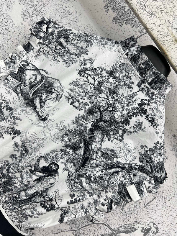 CD 25 Fungus Lace Sleeveless Dress White Black Cotton