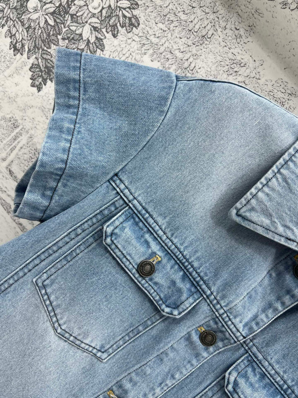 CD 25 Short-sleeved Denim Shirt Light Blue Cotton