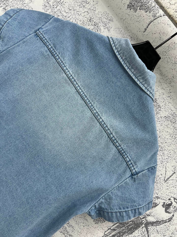 CD 25 Short-sleeved Denim Shirt Light Blue Cotton