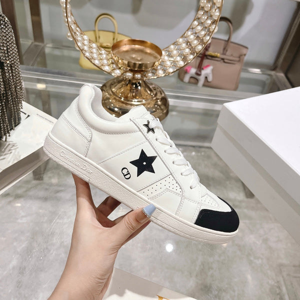 cd star sneaker white calfskin black suede