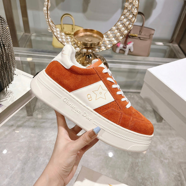 cd star sneaker white calfskin orange suede