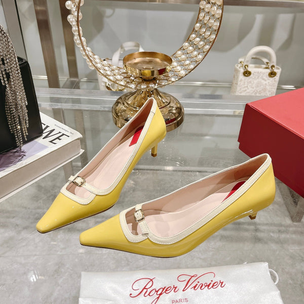 Viv Canard Pumps 55 Yellow White Patent Leather