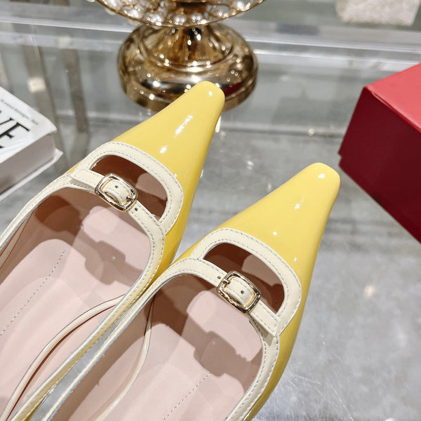 Viv Canard Pumps 55 Yellow White Patent Leather
