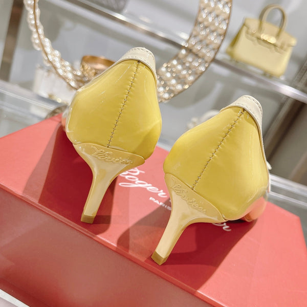 Viv Canard Pumps 55 Yellow White Patent Leather