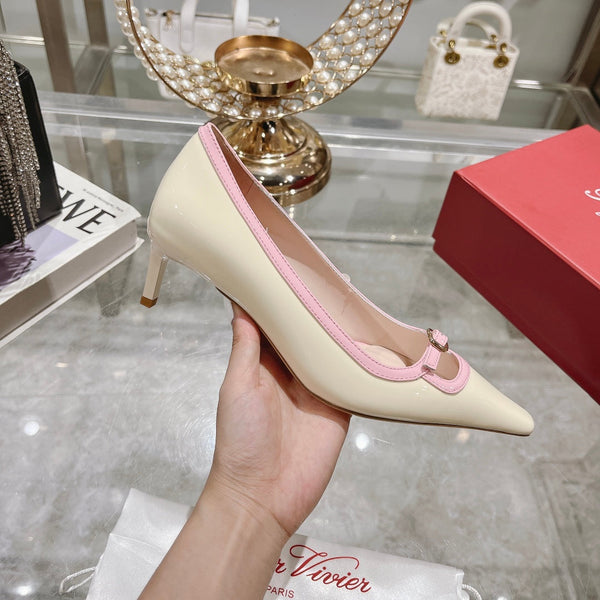 Viv Canard Pumps 55 Pink White Patent Leather