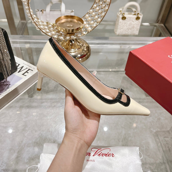 Viv Canard Pumps 55 Black White Patent Leather