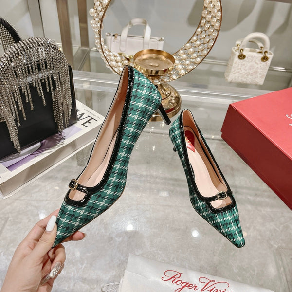 Viv Canard Pumps 55 Black Green Fabric