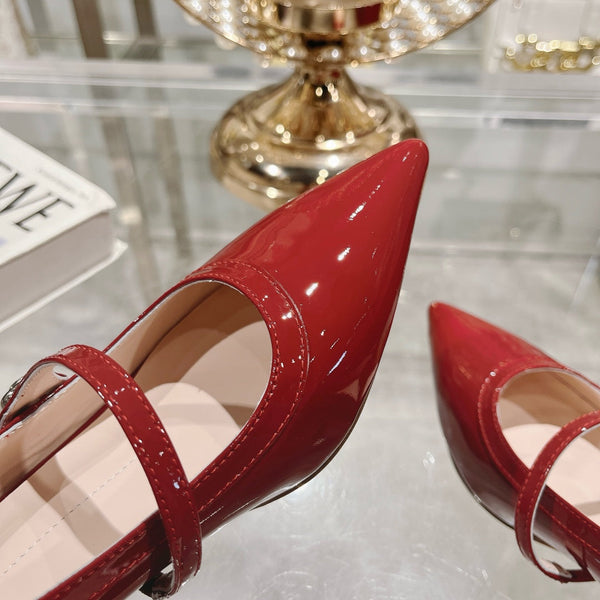 Mary Jane Virgule Pumps 55 Red Patent Leather