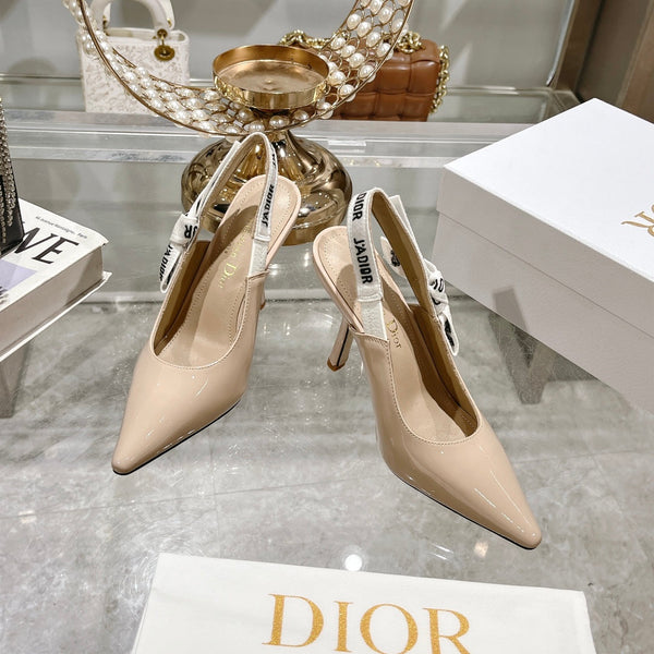 JAdior Slingback 85 Beige Patent Calfskin
