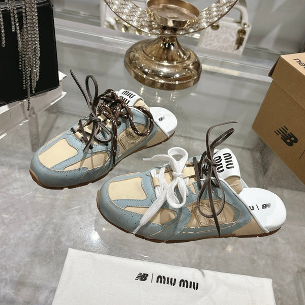 Miu x NB 530 SL Deco Mules Baby Blue mix Beige Leather 235297