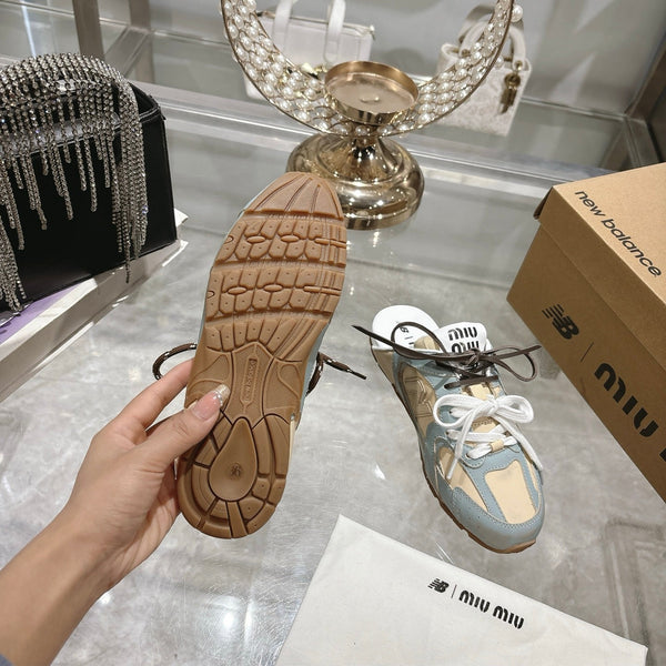 Miu x NB 530 SL Deco Mules Baby Blue mix Beige Leather 235297